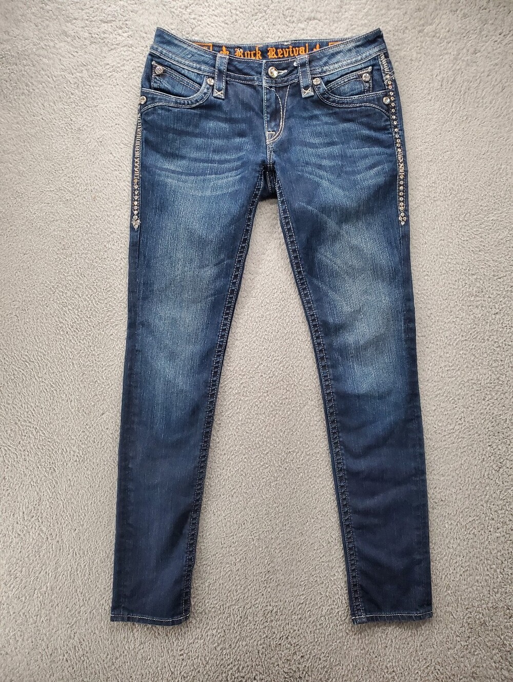 Rock Revival Johanna Skinny Jeans Womens Size 28 Embellished